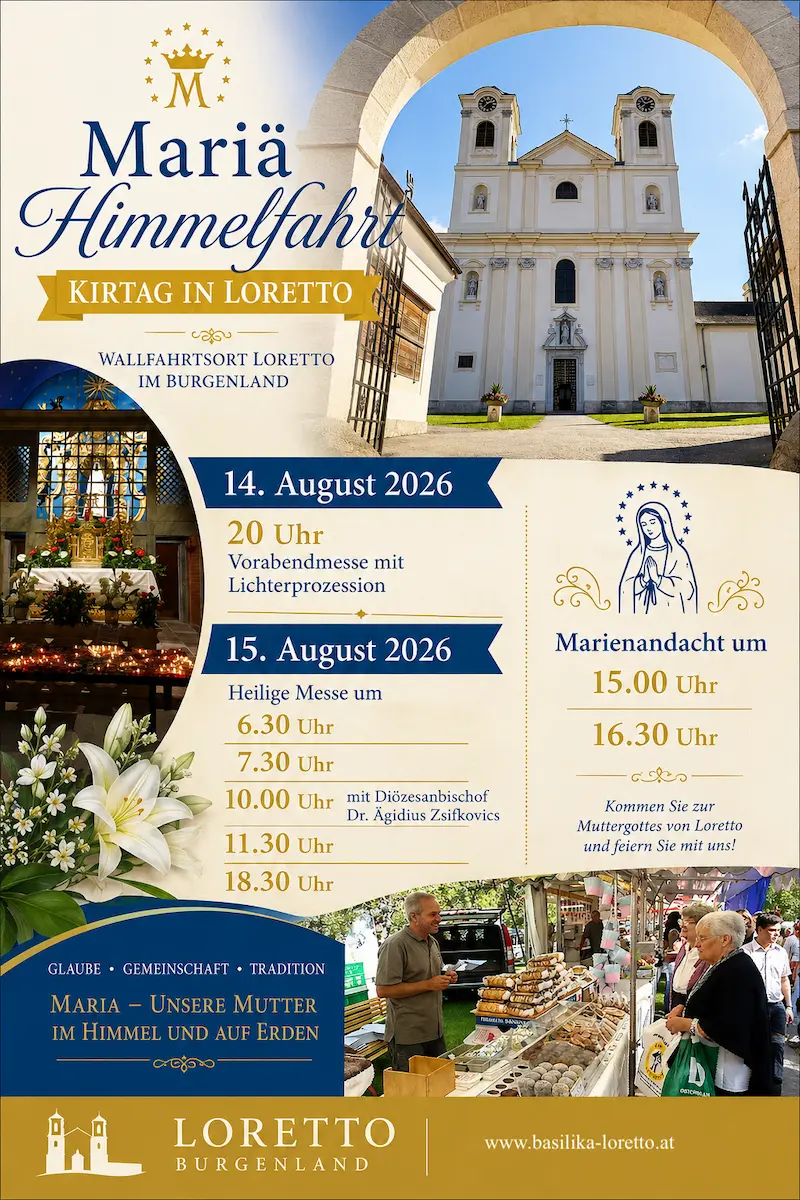 Plakat Kirtag in Loretto zu Mariä Himmelfahrt 14. und 15. August 2026