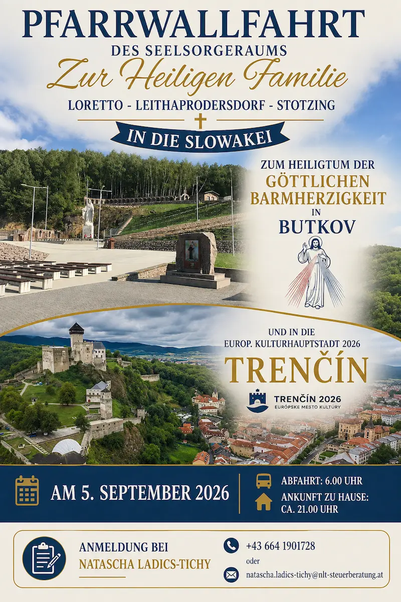 Plakat Pfarrwallfahrt in die Slowakei 5. September 2026
